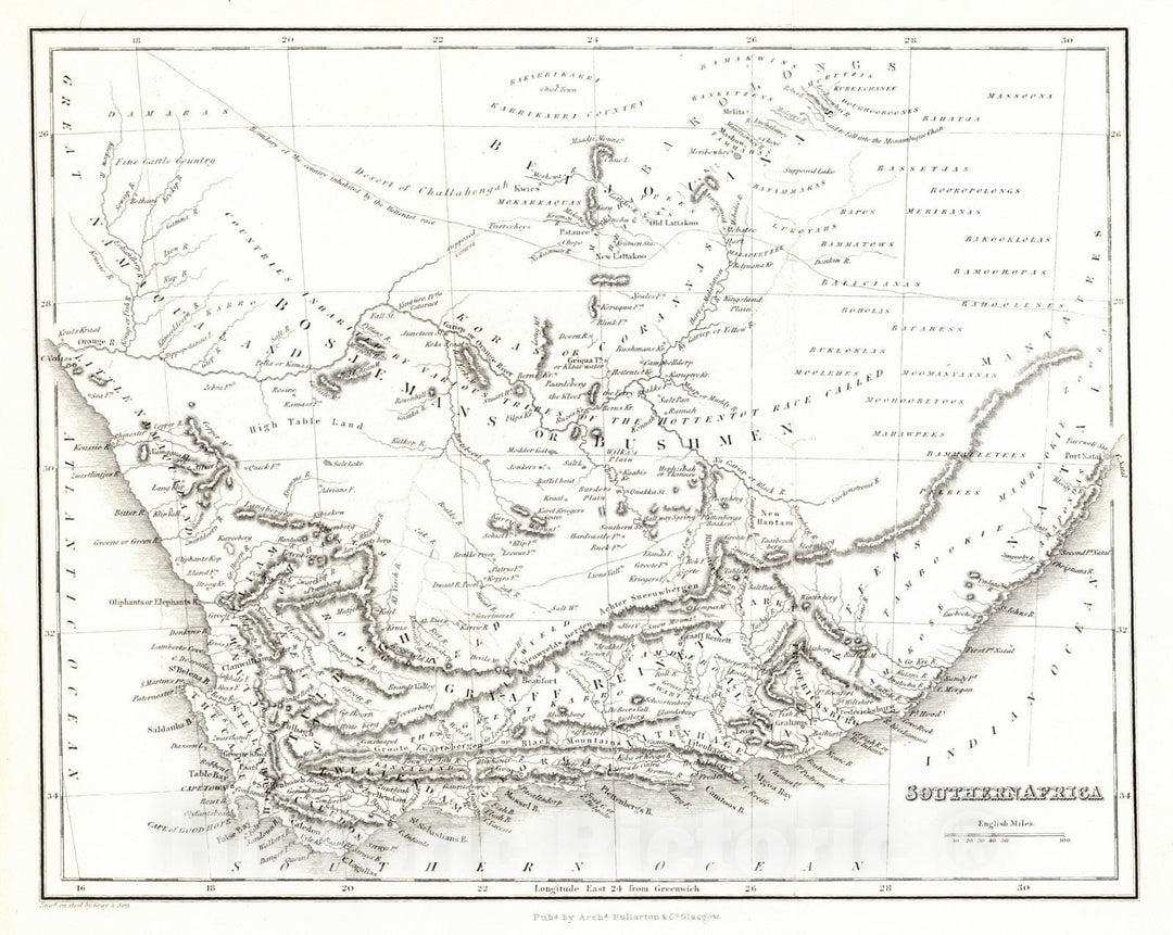 Historic Map : 1841 South Africa : Vintage Wall Art