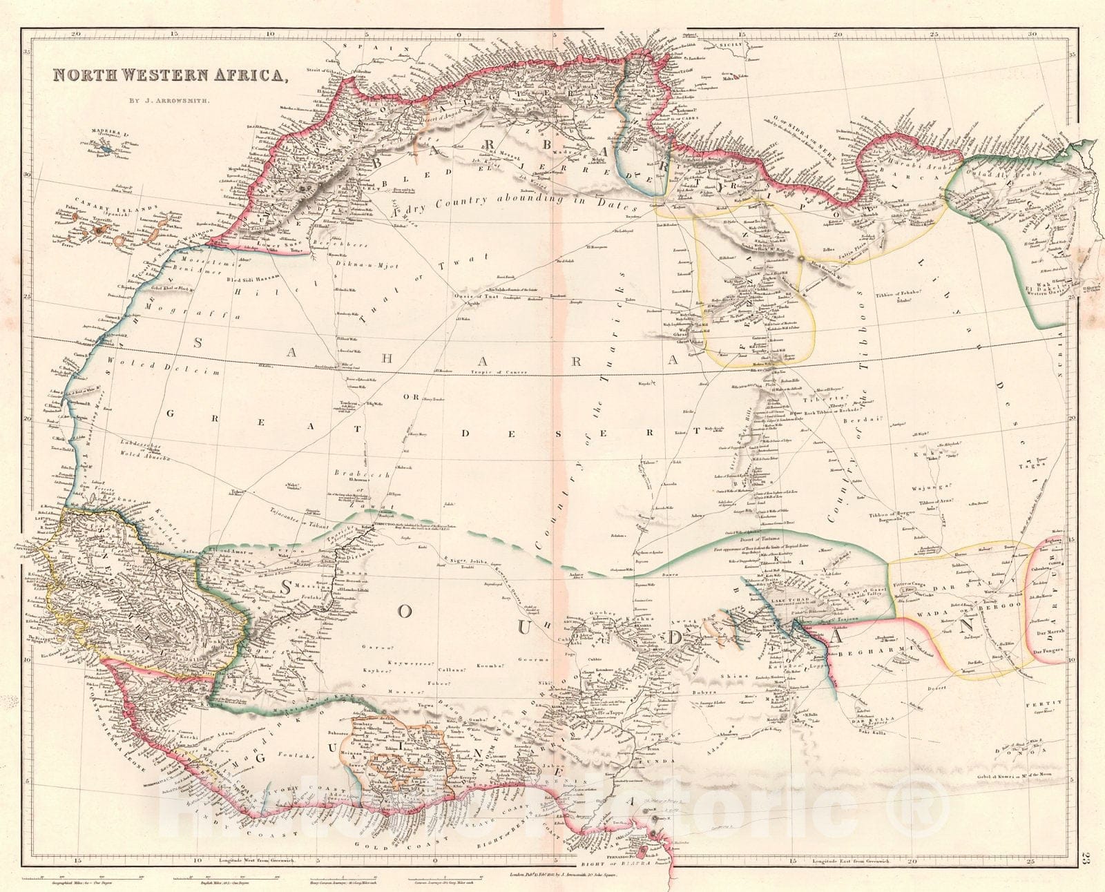 Historic Map : 1842 North Western Africa : Vintage Wall Art