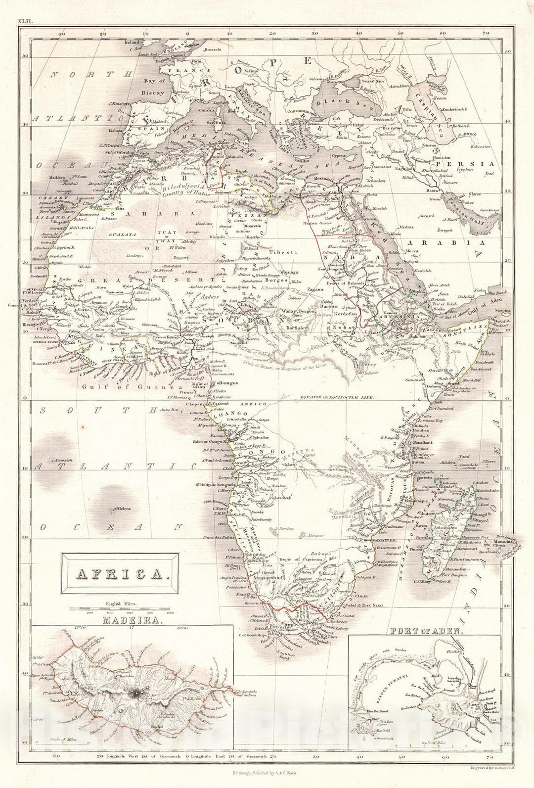 Historic Map : 1845 Africa : Vintage Wall Art