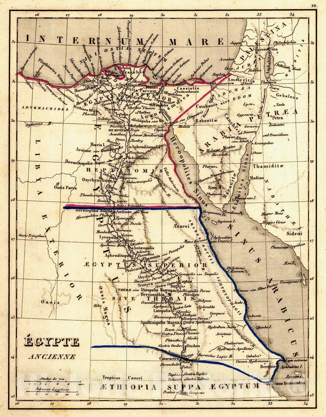 Historic Map : 1845 Egypte Ancienne : Vintage Wall Art