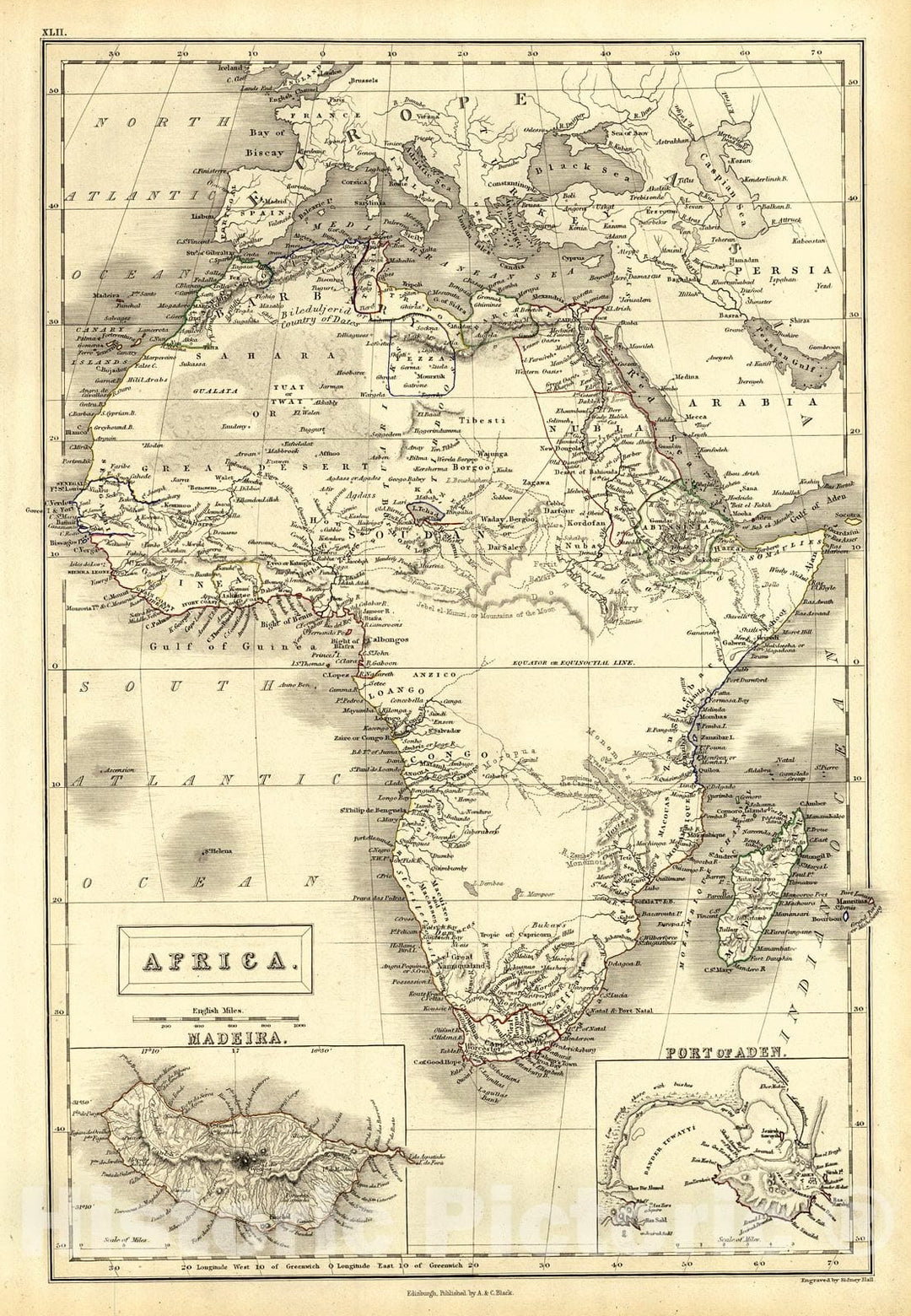 Historic Map : 1847 Africa : Vintage Wall Art