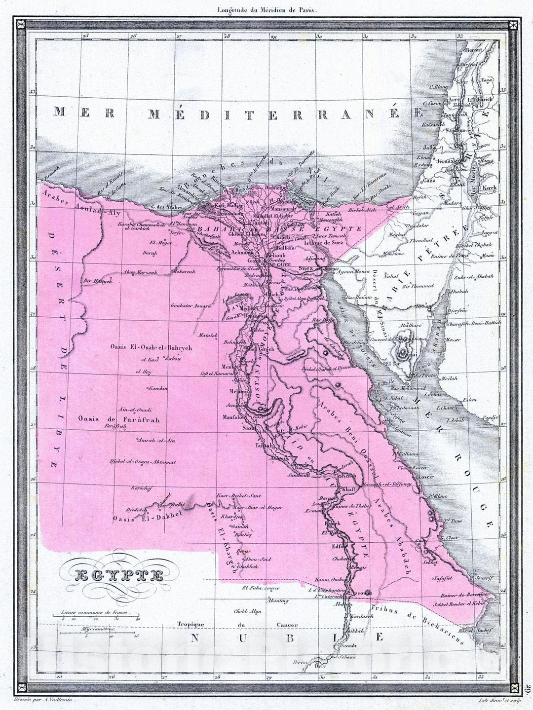 Historic Map : 1850 Egypte : Vintage Wall Art