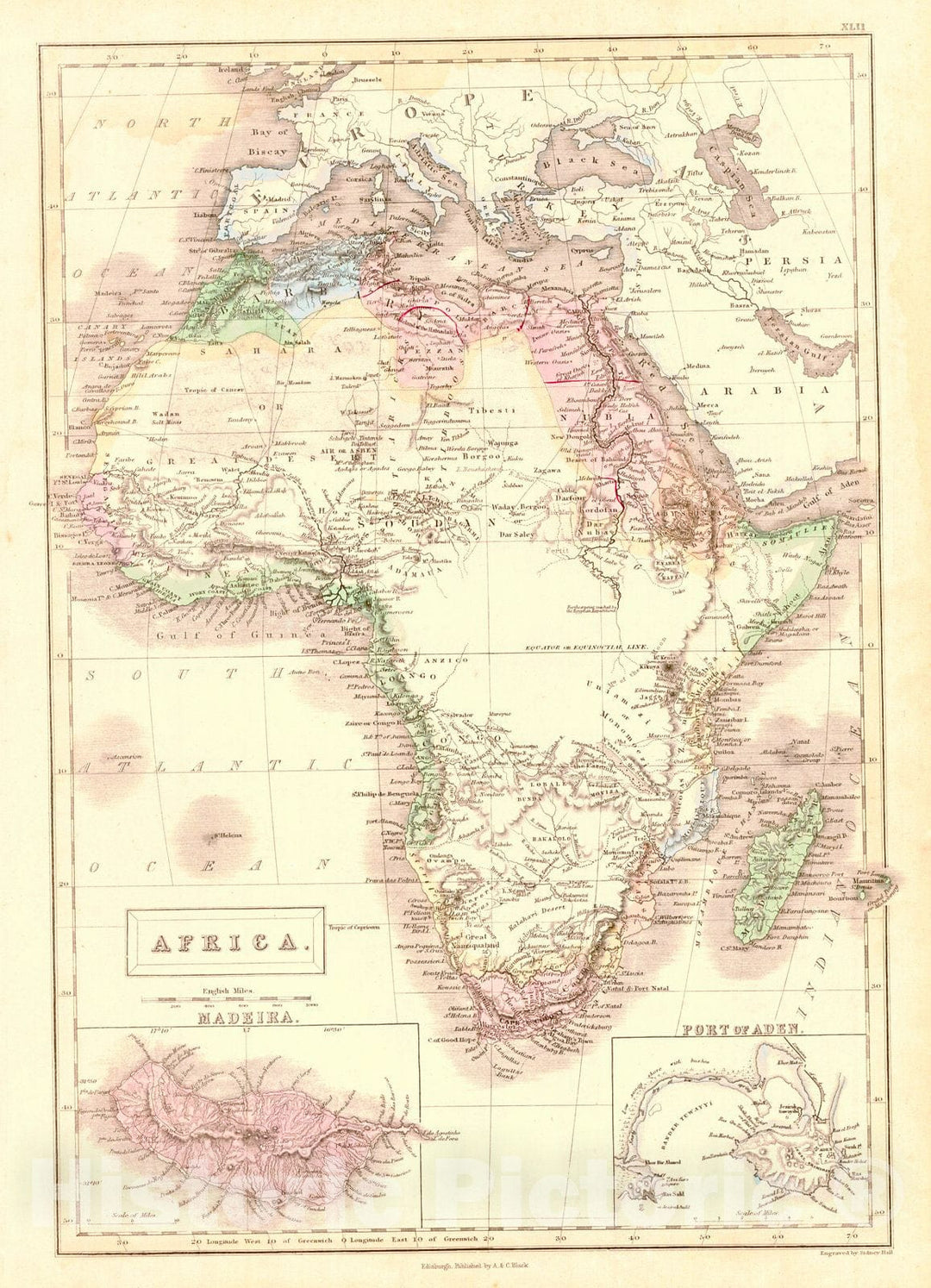 Historic Map : 1854 Africa : Vintage Wall Art