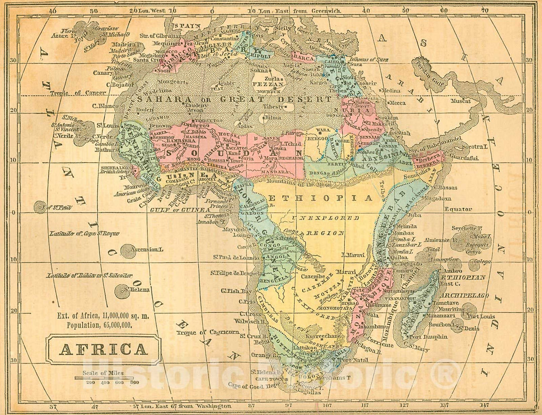 Historic Map : 1855 Africa : Vintage Wall Art