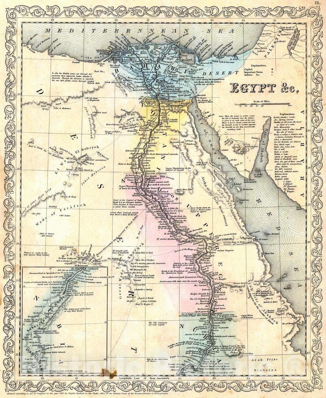 Historic Map : 1856 Egypt : Vintage Wall Art