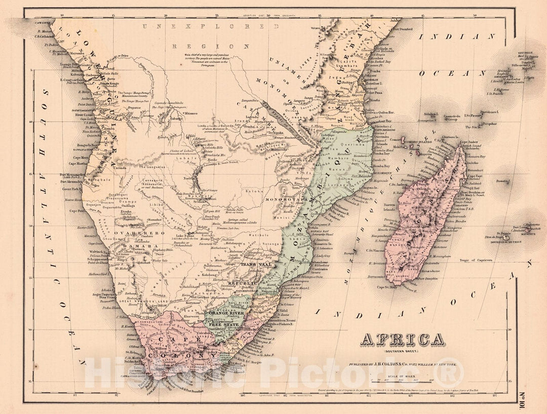 Historic Map : 1857 Africa (Southern Sheet) : Vintage Wall Art