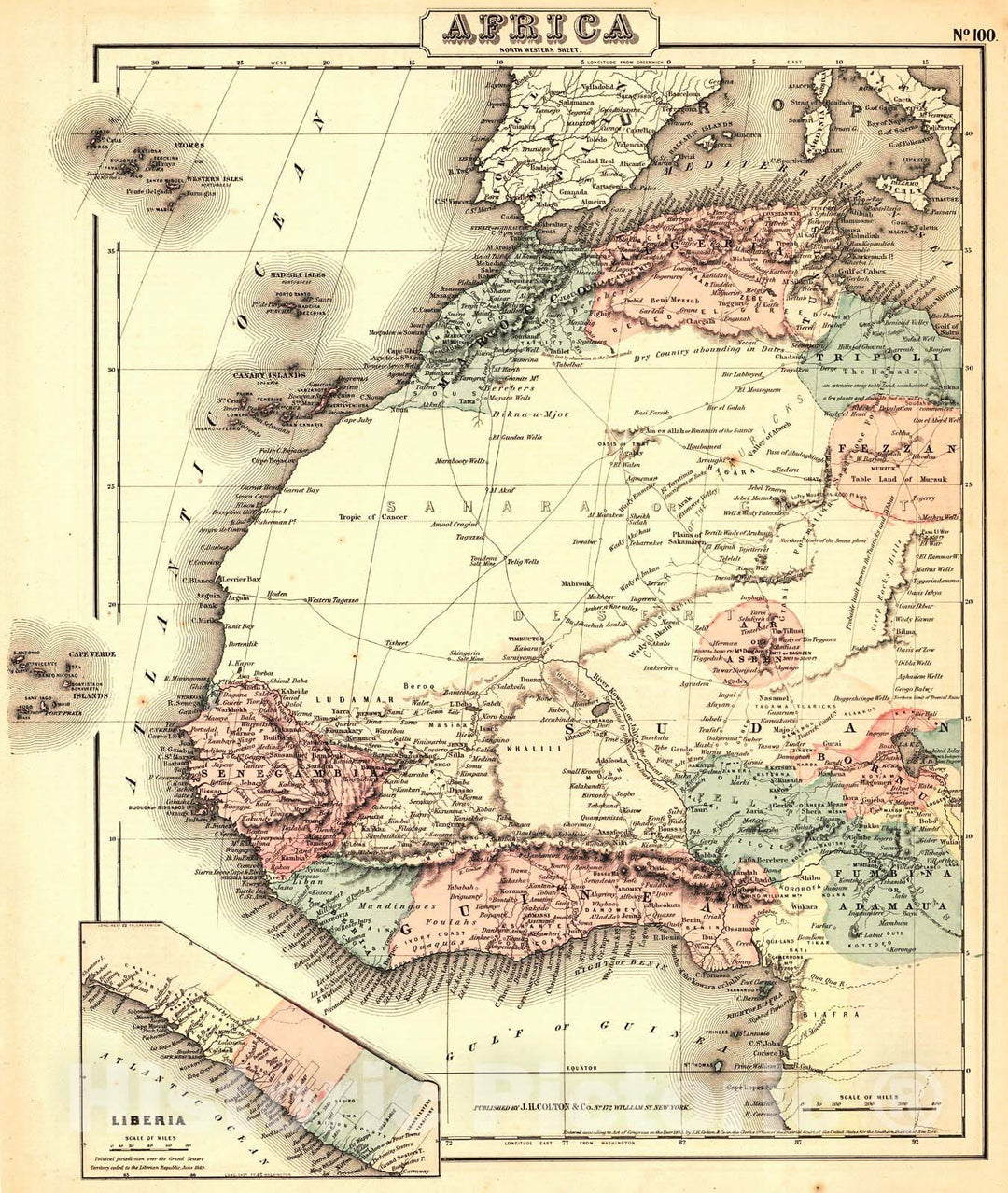 Historic Map : 1857 Africa [North Western Sheet] : Vintage Wall Art