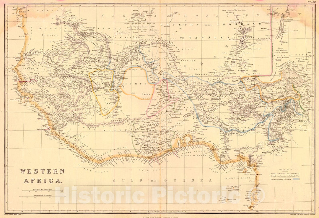 Historic Map : 1860 Western Africa : Vintage Wall Art