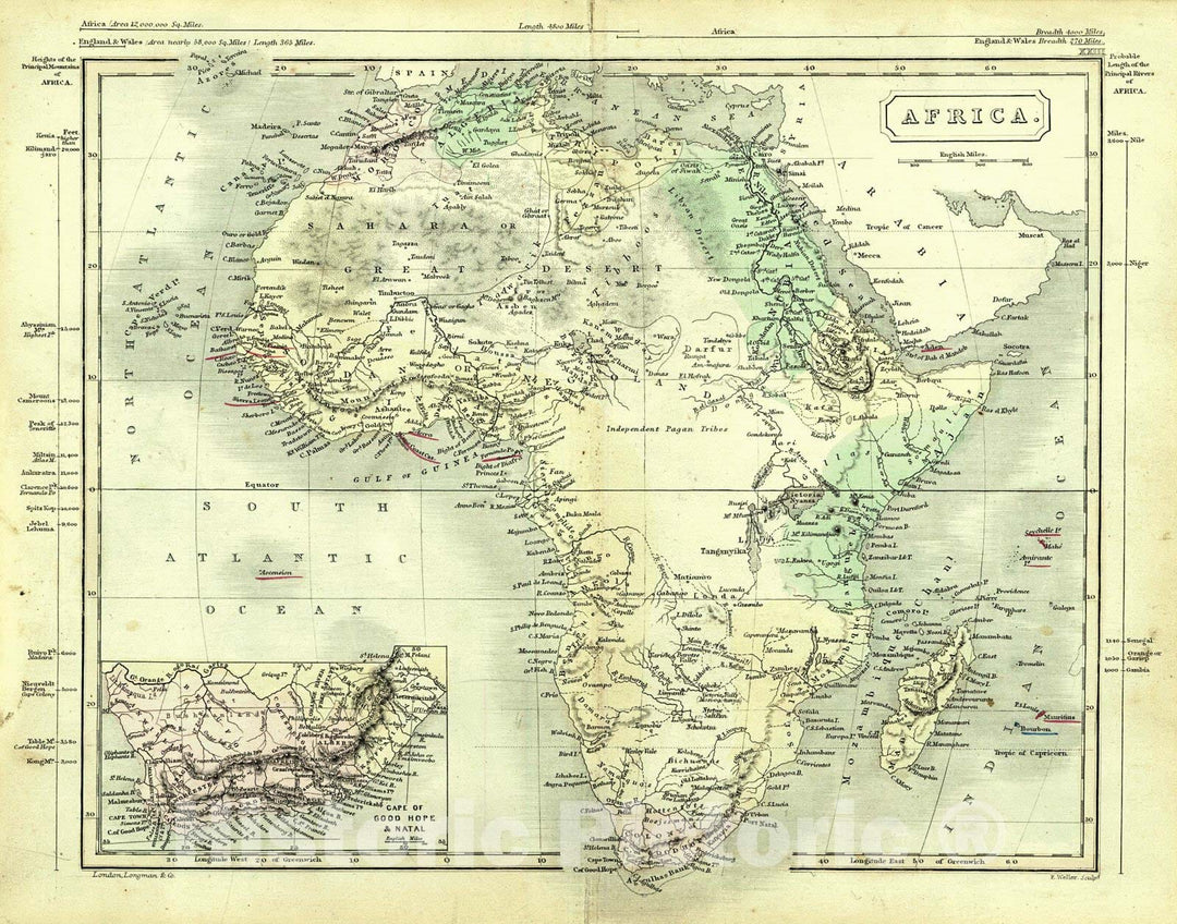 Historic Map : 1861 Africa : Vintage Wall Art