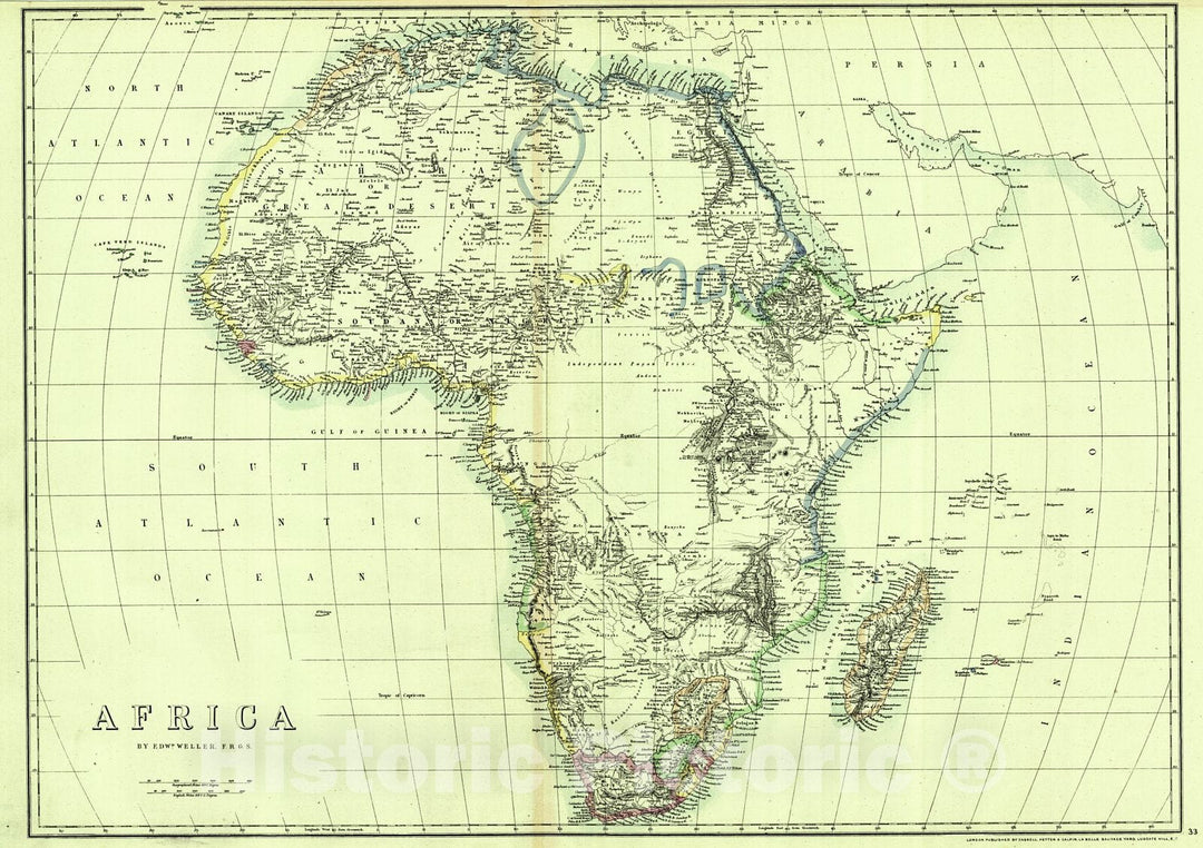 Historic Map : 1862 Africa : Vintage Wall Art