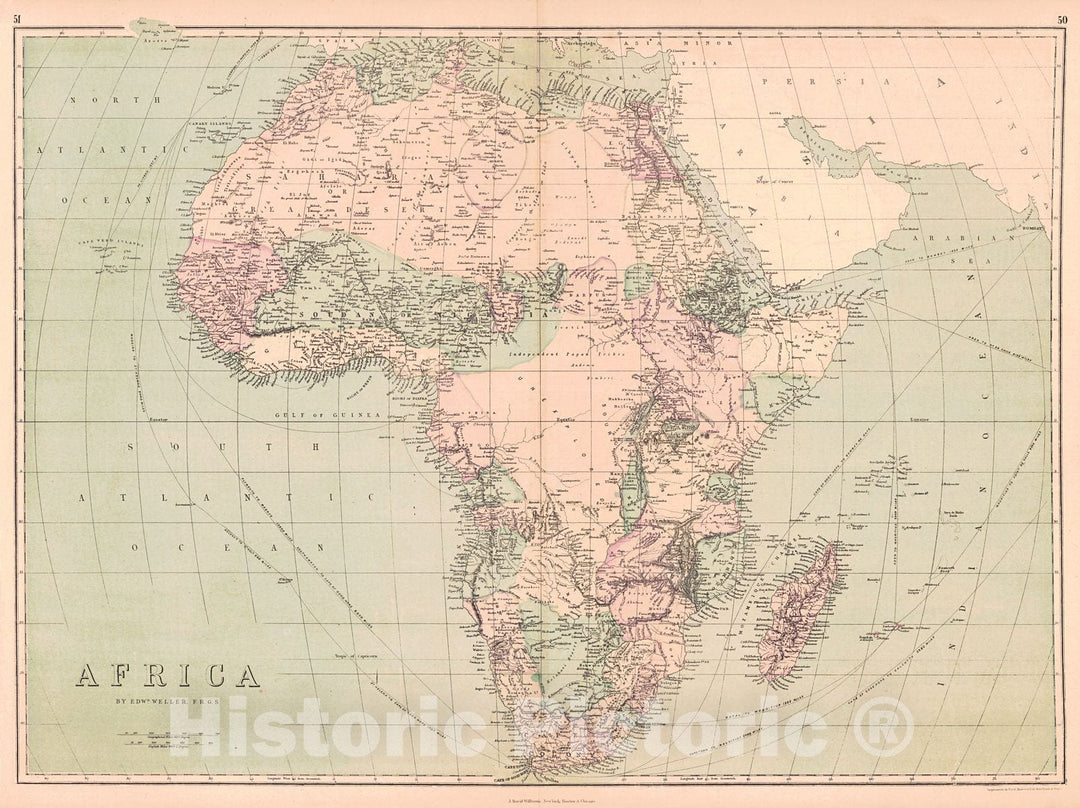 Historic Map : 1865 Africa : Vintage Wall Art