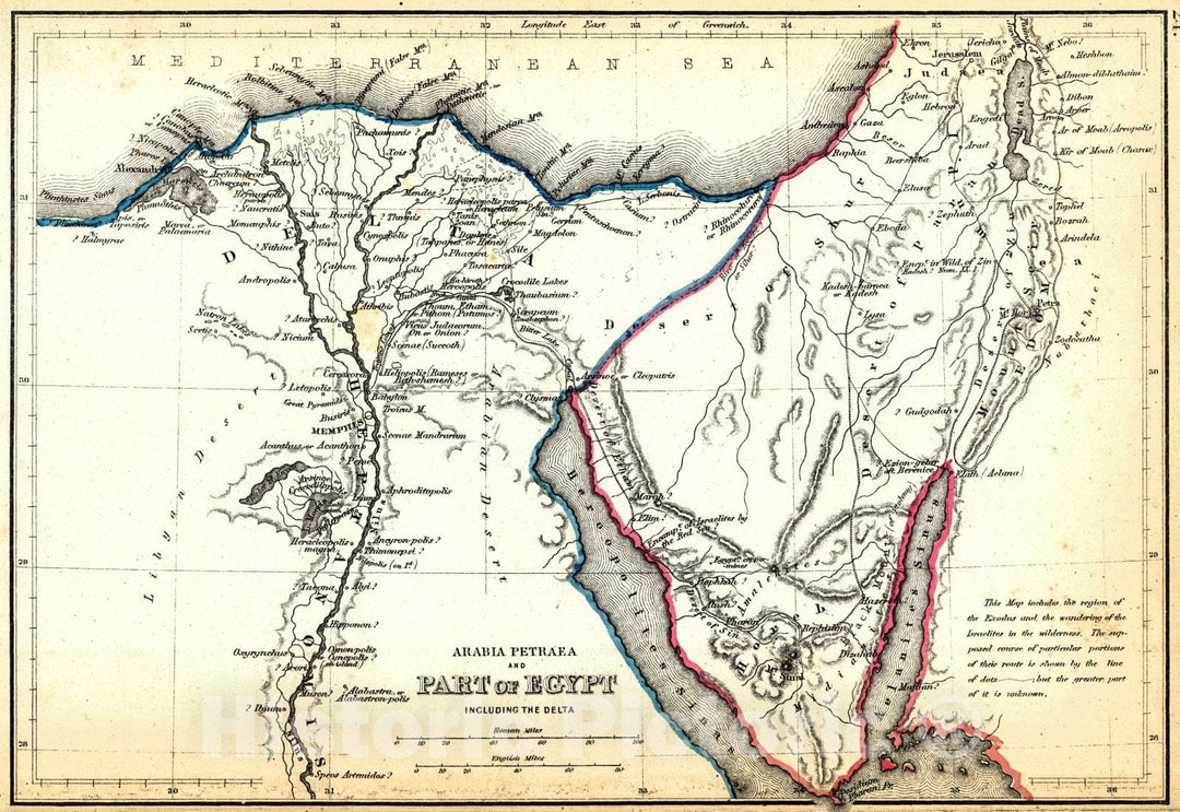 Historic Map : 1867 Arabia Petraea and Part of Egypt : Vintage Wall Art