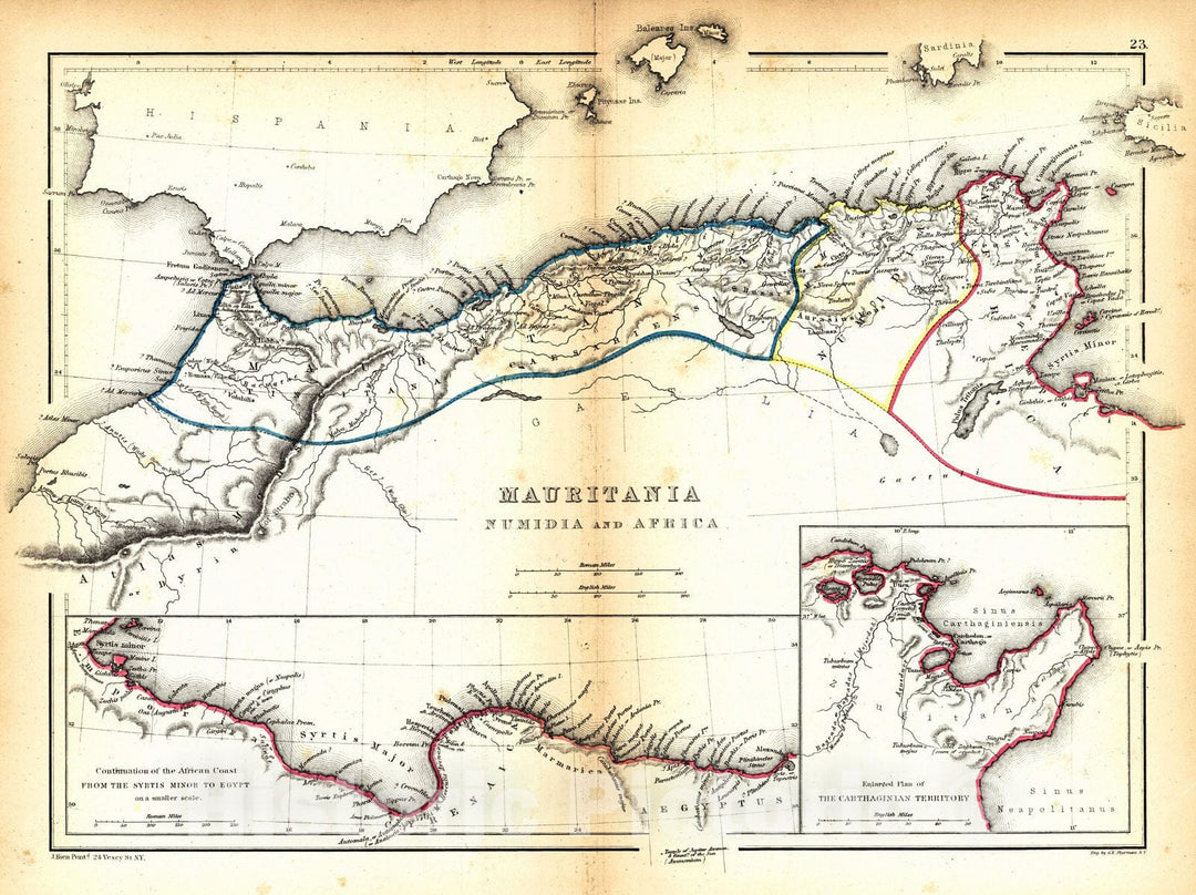 Historic Map : 1867 Mauritania, Numidia and Africa : Vintage Wall Art