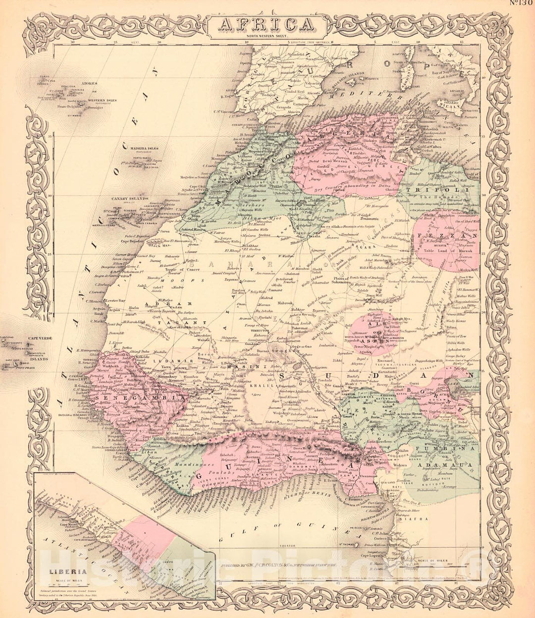 Historic Map : 1869 Africa (North Western Sheet) : Vintage Wall Art