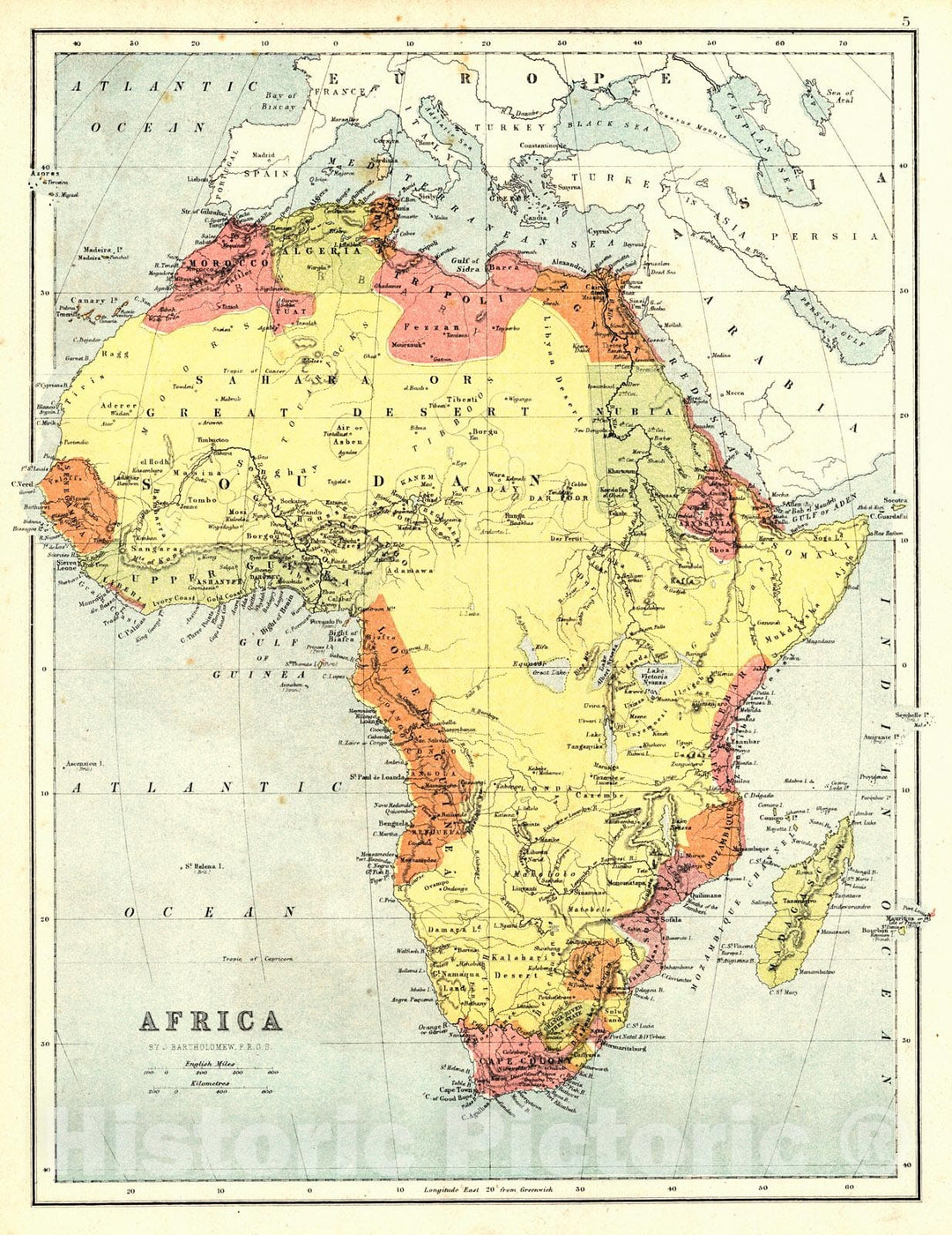 Historic Map : 1870 Africa : Vintage Wall Art