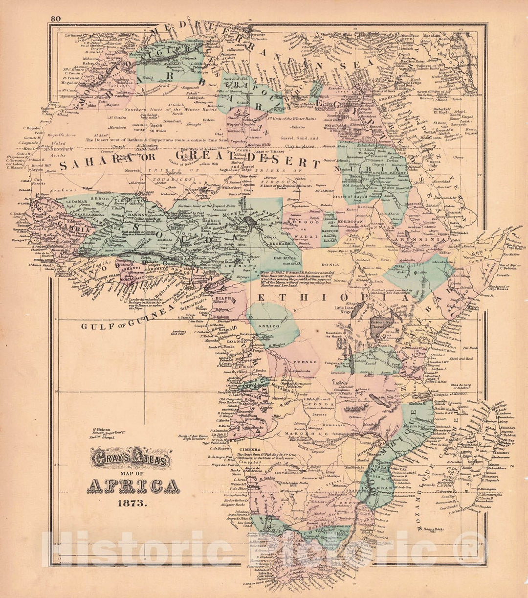 Historic Map : 1873 Gray's Atlas Map of Africa : Vintage Wall Art