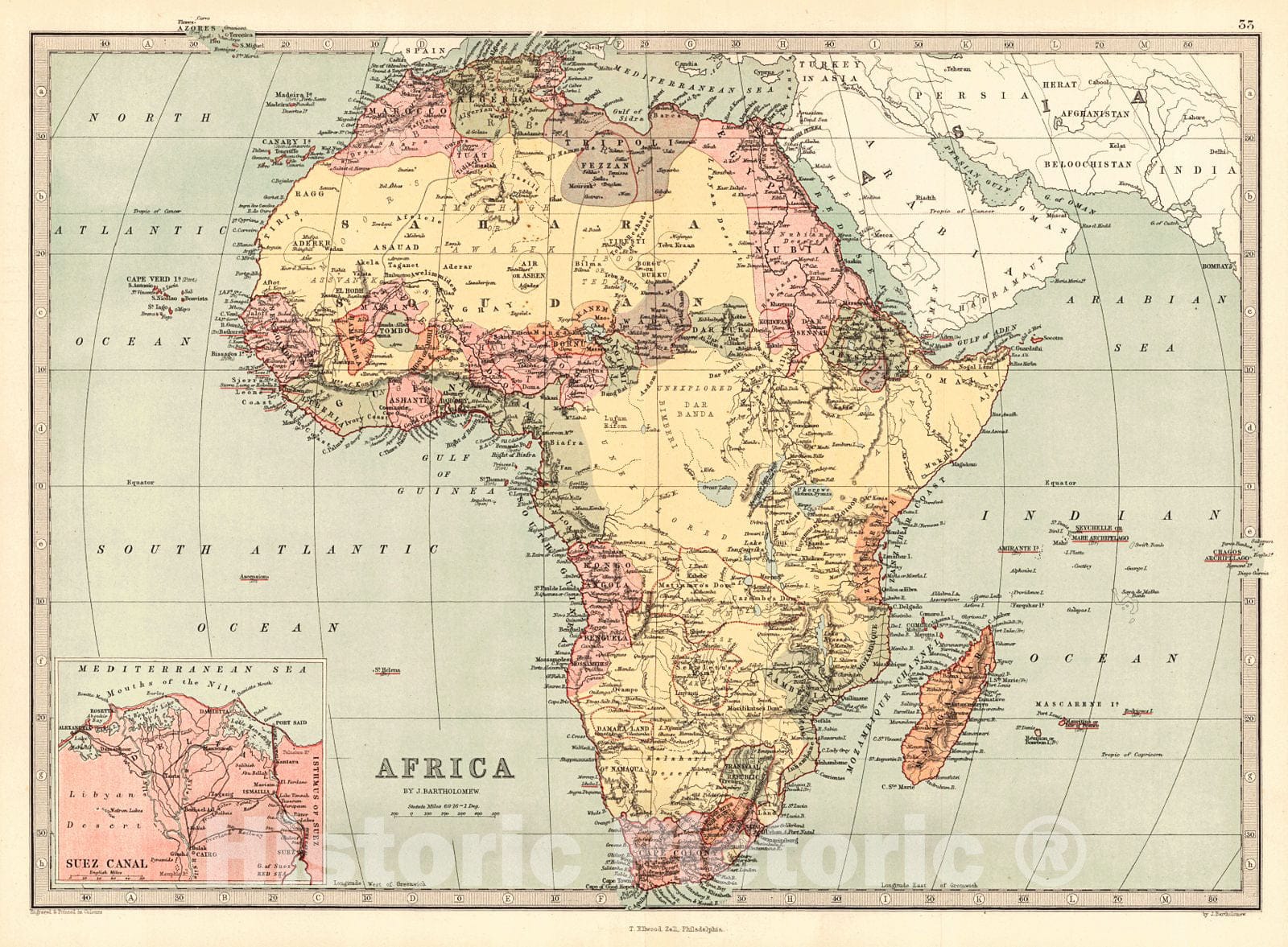 Historic Map : 1873 Africa : Vintage Wall Art