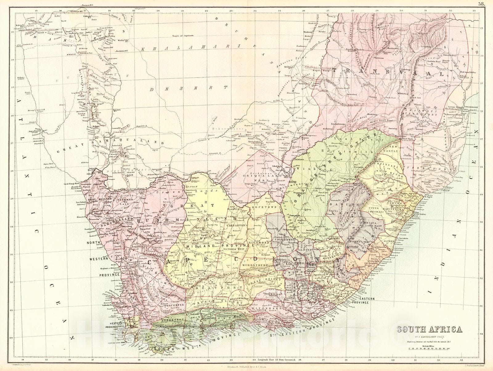 Historic Map : 1879 South Africa : Vintage Wall Art