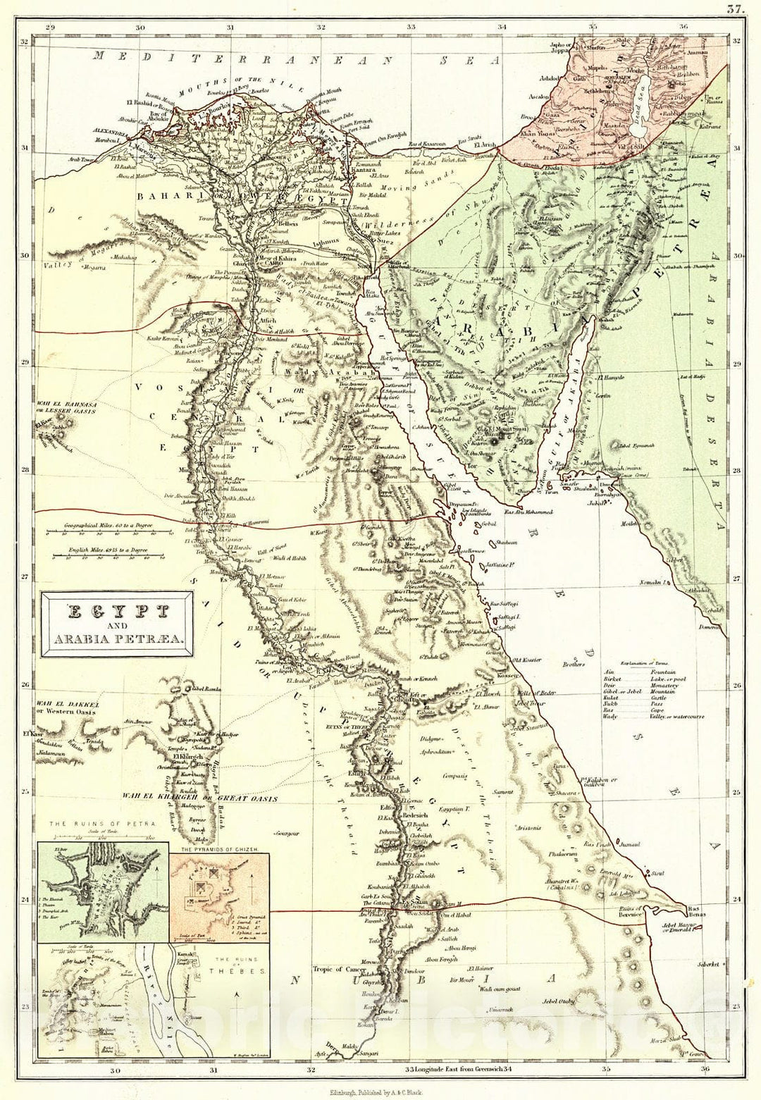 Historic Map : 1879 Egypt and Arabia Petraea : Vintage Wall Art