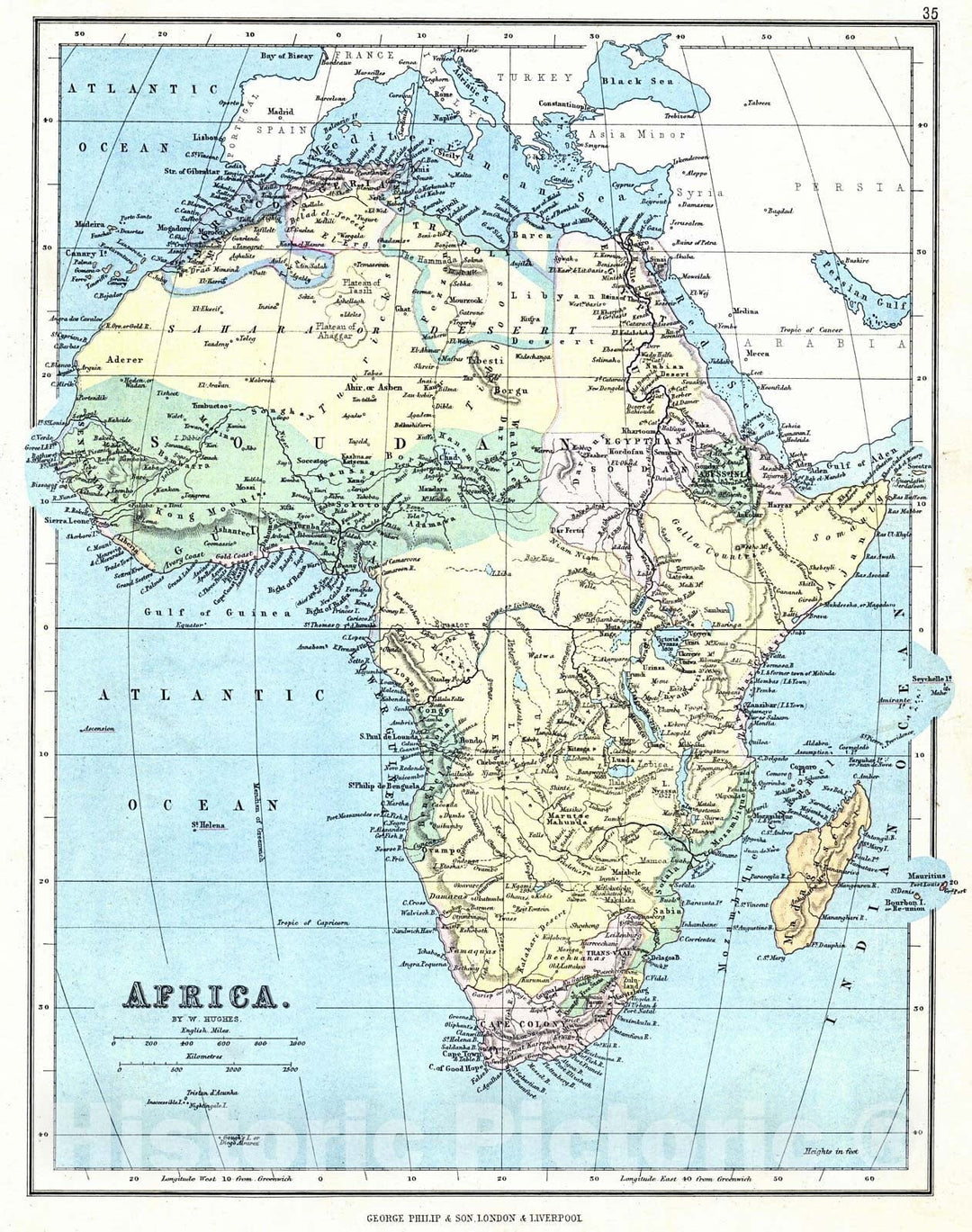 Historic Map : 1880 Africa : Vintage Wall Art