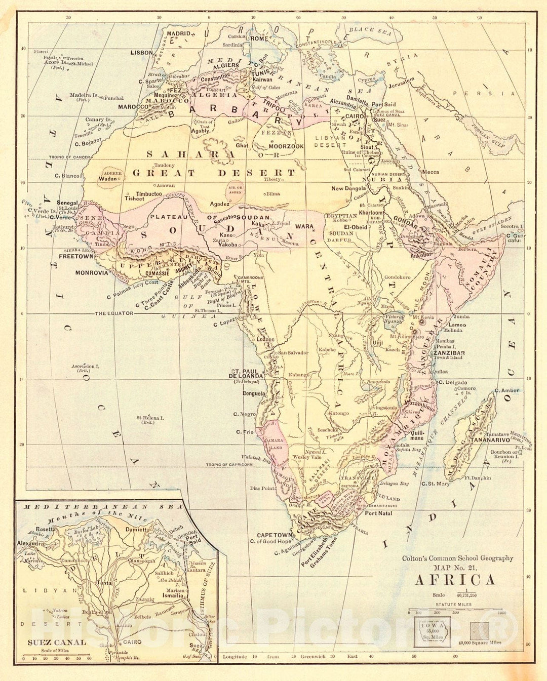 Historic Map : 1881 Africa : Vintage Wall Art