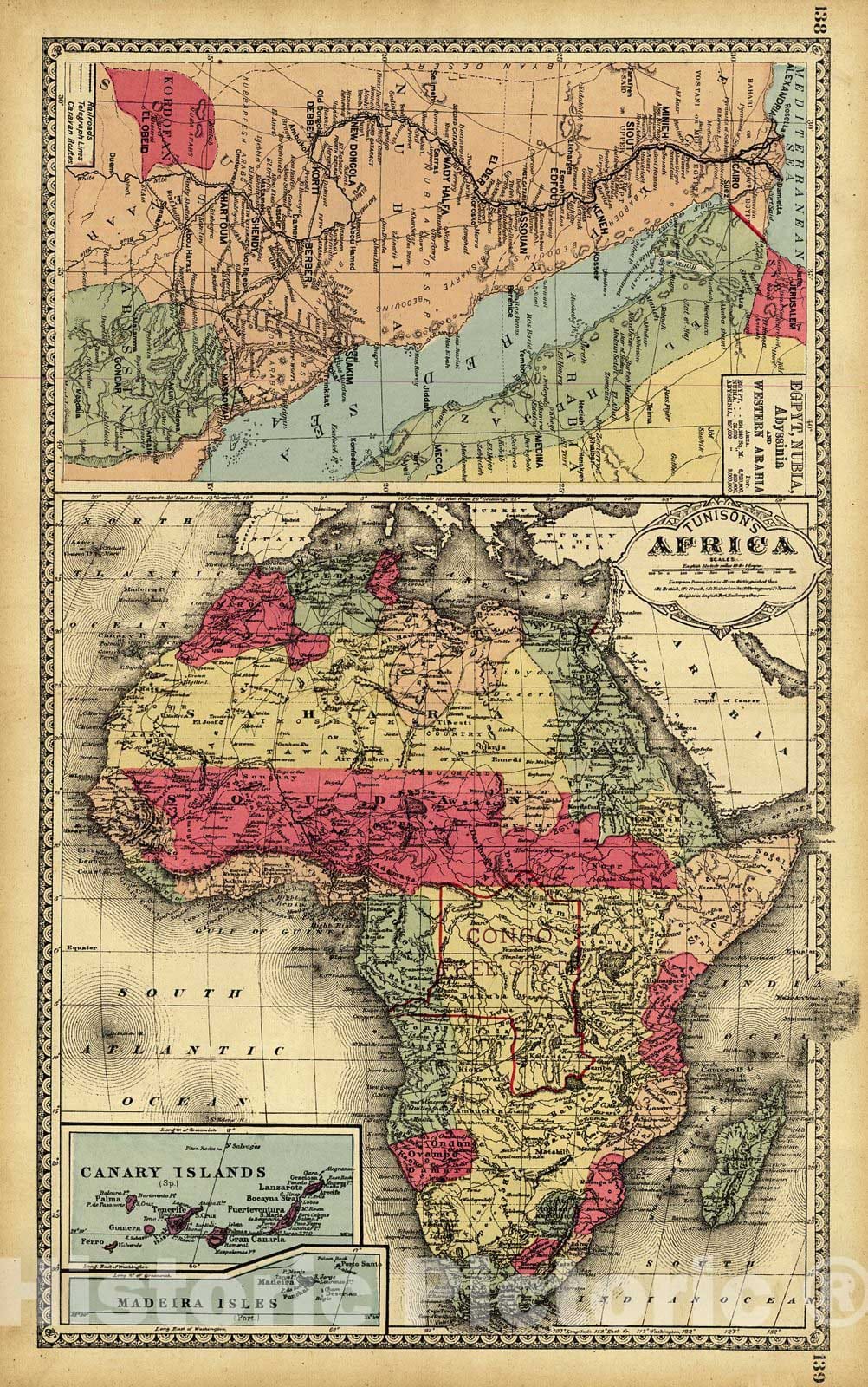 Historic Map : 1882 Africa : Vintage Wall Art