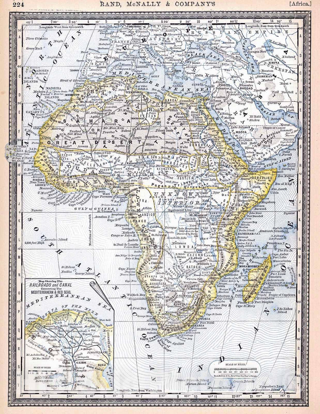 Historic Map : 1884 Africa : Vintage Wall Art