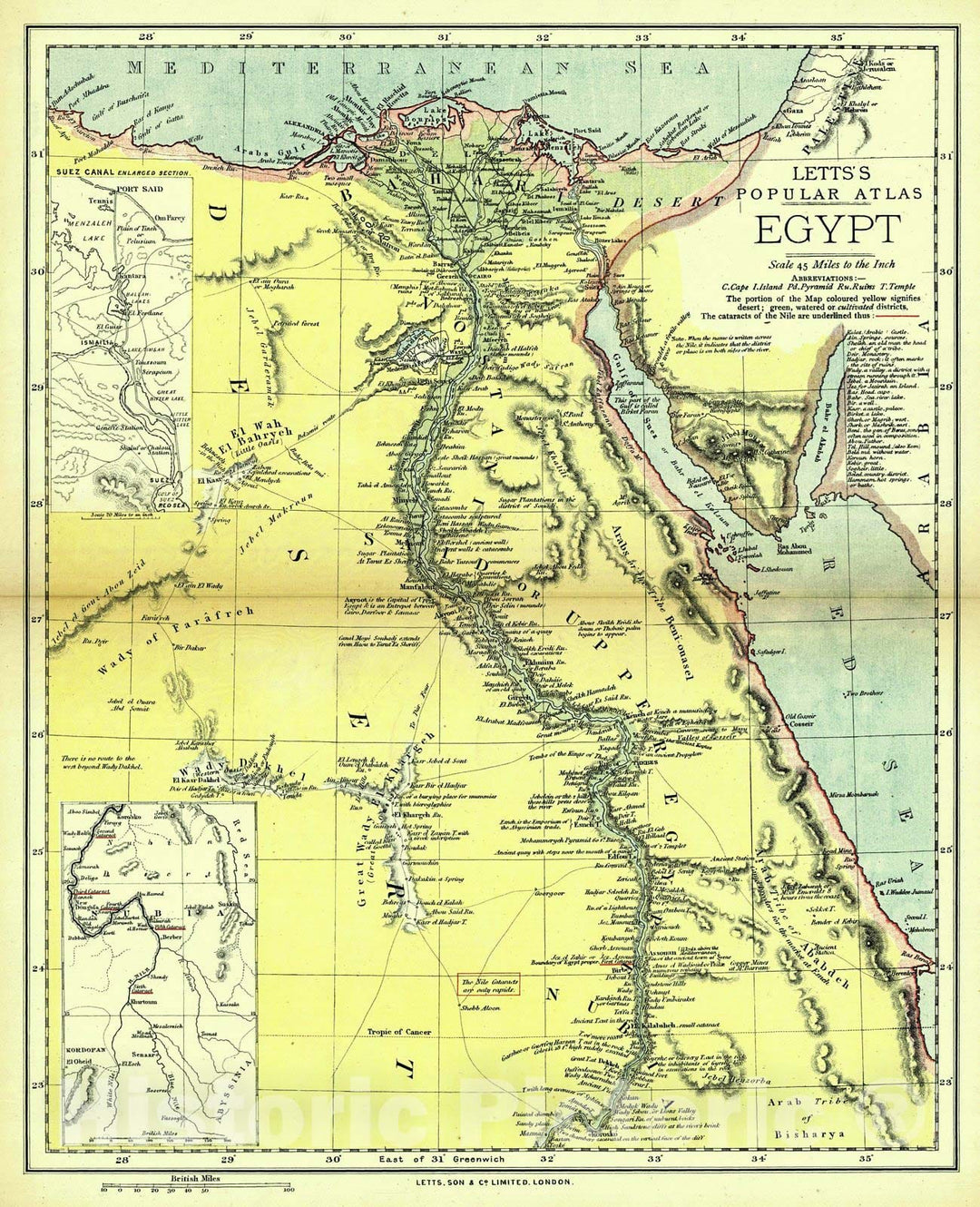 Historic Map : 1884 Egypt : Vintage Wall Art