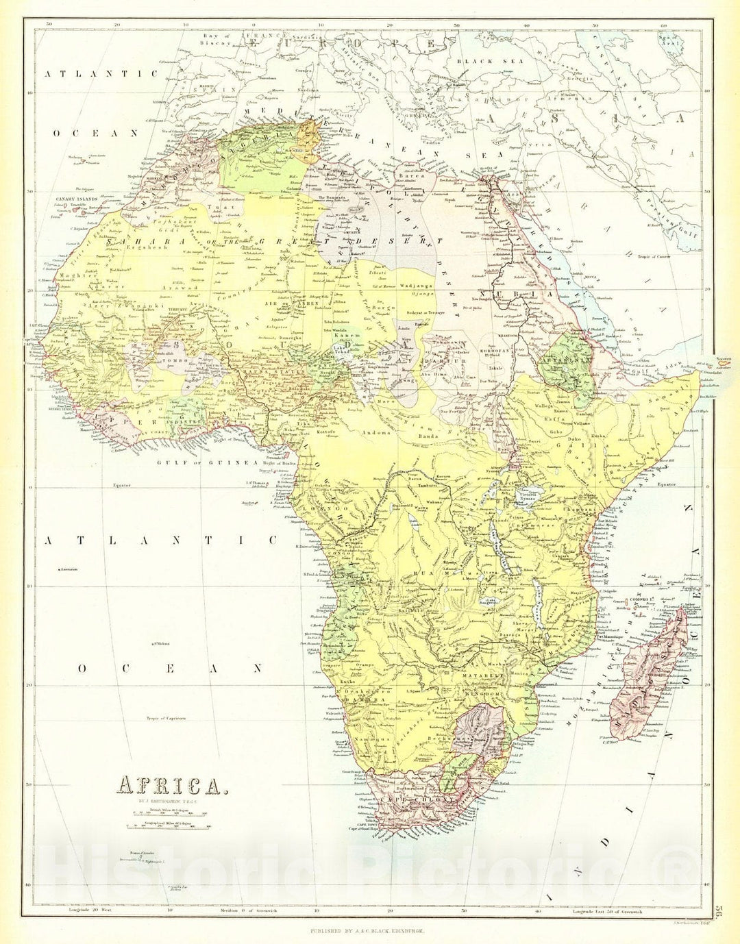 Historic Map : 1885 Africa : Vintage Wall Art