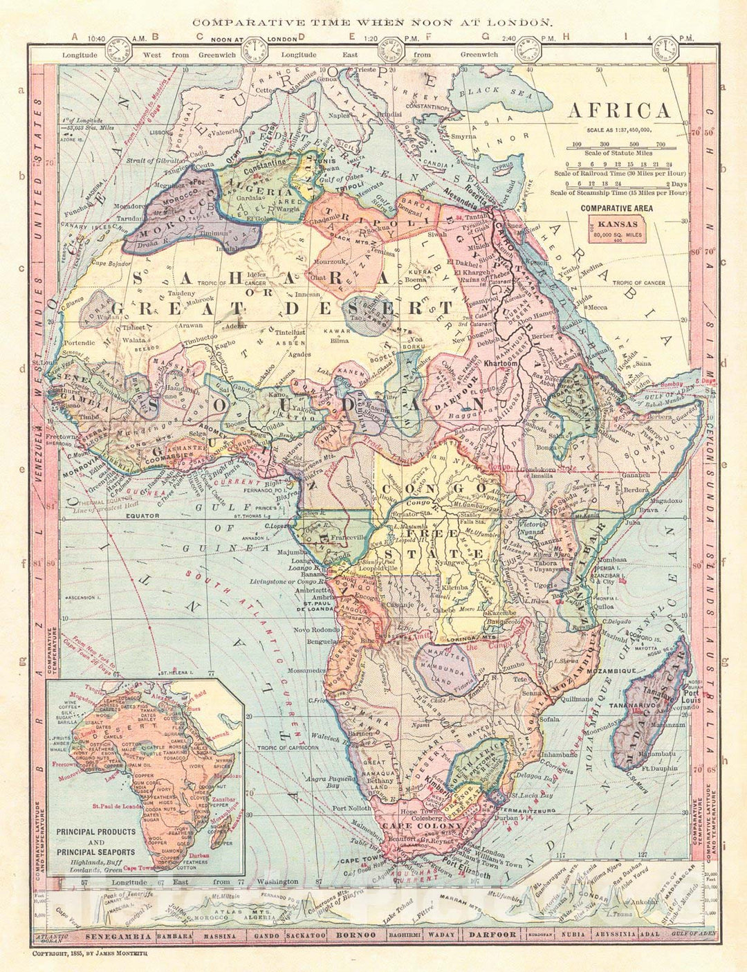 Historic Map : 1886 Africa : Vintage Wall Art