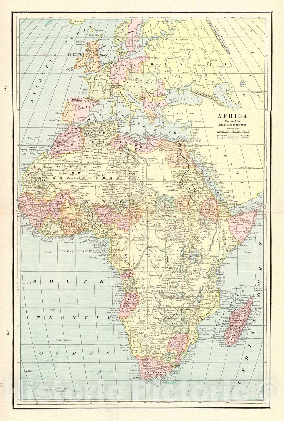 Historic Map : 1887 Africa : Vintage Wall Art