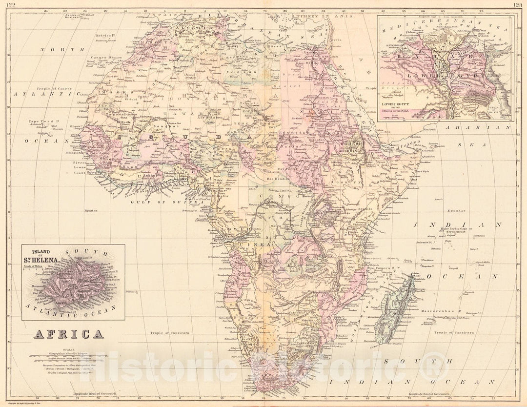 Historic Map : 1888 Africa : Vintage Wall Art