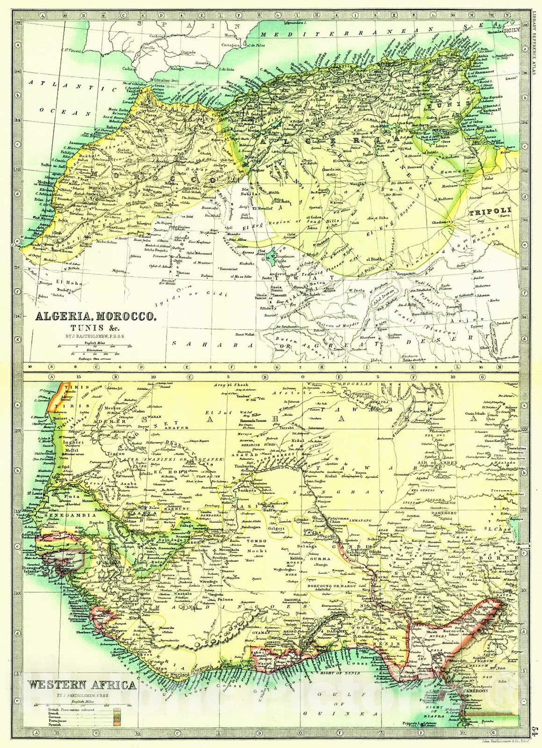 Historic Map : 1890 Morocco, Algeria and West Africa : Vintage Wall Art