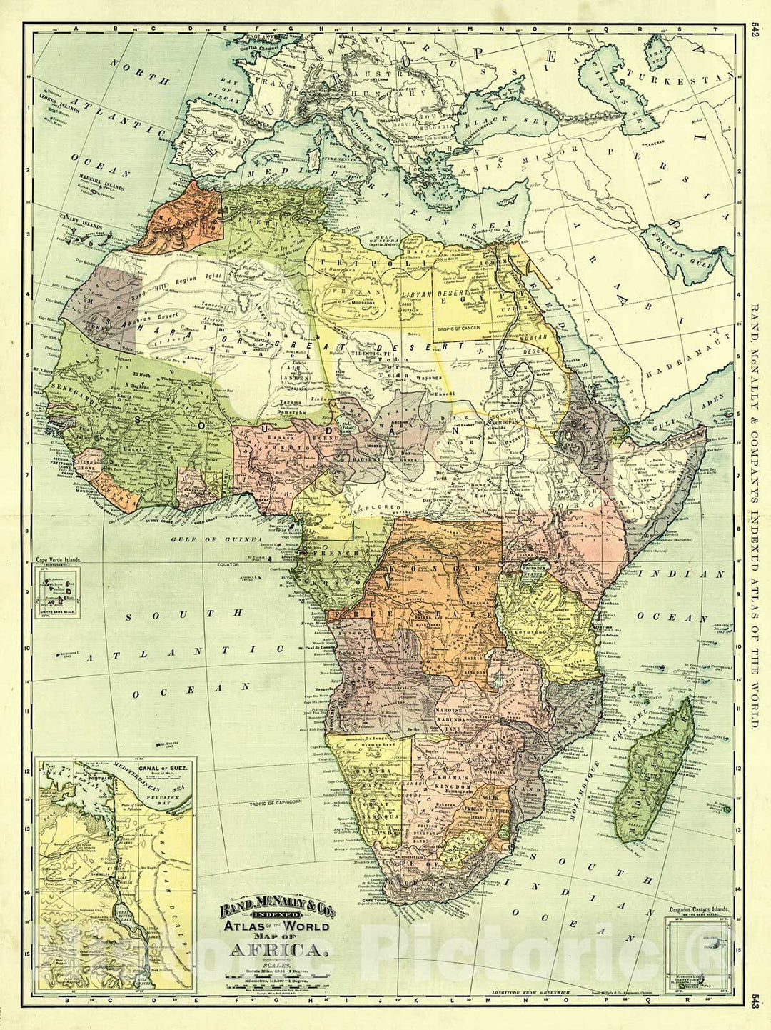 Historic Map : 1892 Map of Africa : Vintage Wall Art