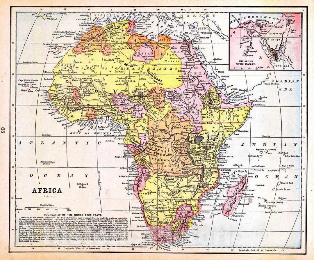 Historic Map : 1893 Africa : Vintage Wall Art