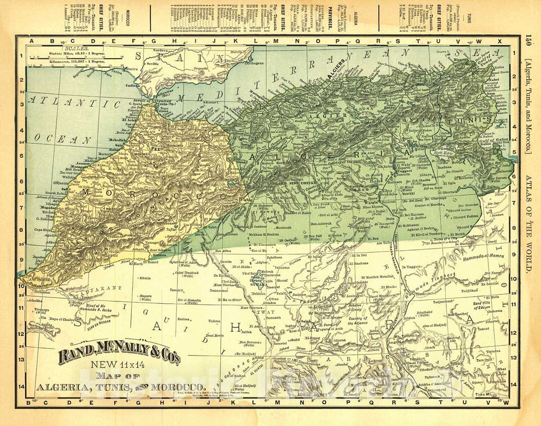 Historic Map : 1895 Map of Africa, Tunis and Morocco : Vintage Wall Art