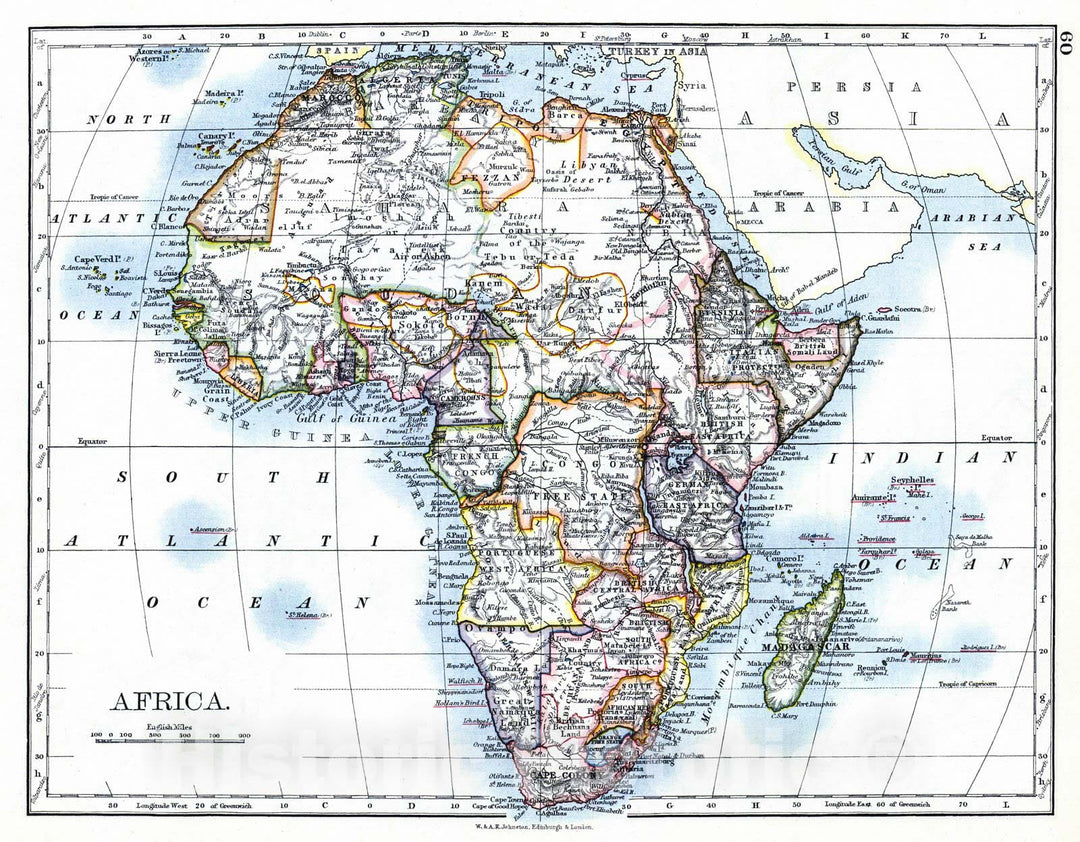 Historic Map : 1897 Africa : Vintage Wall Art