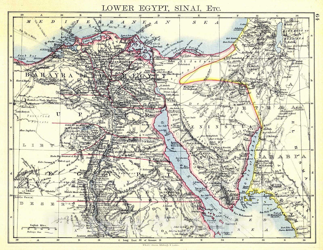 Historic Map : 1897 Lower Egypt. Sinai, etc. : Vintage Wall Art