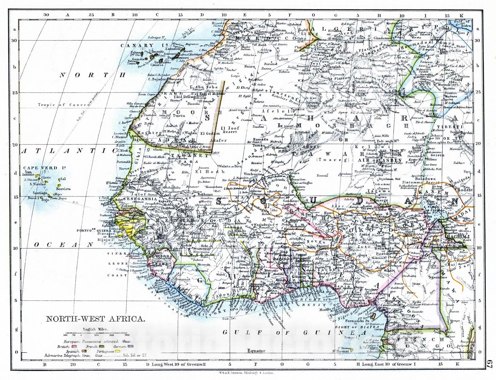 Historic Map : 1897 North-West Africa : Vintage Wall Art