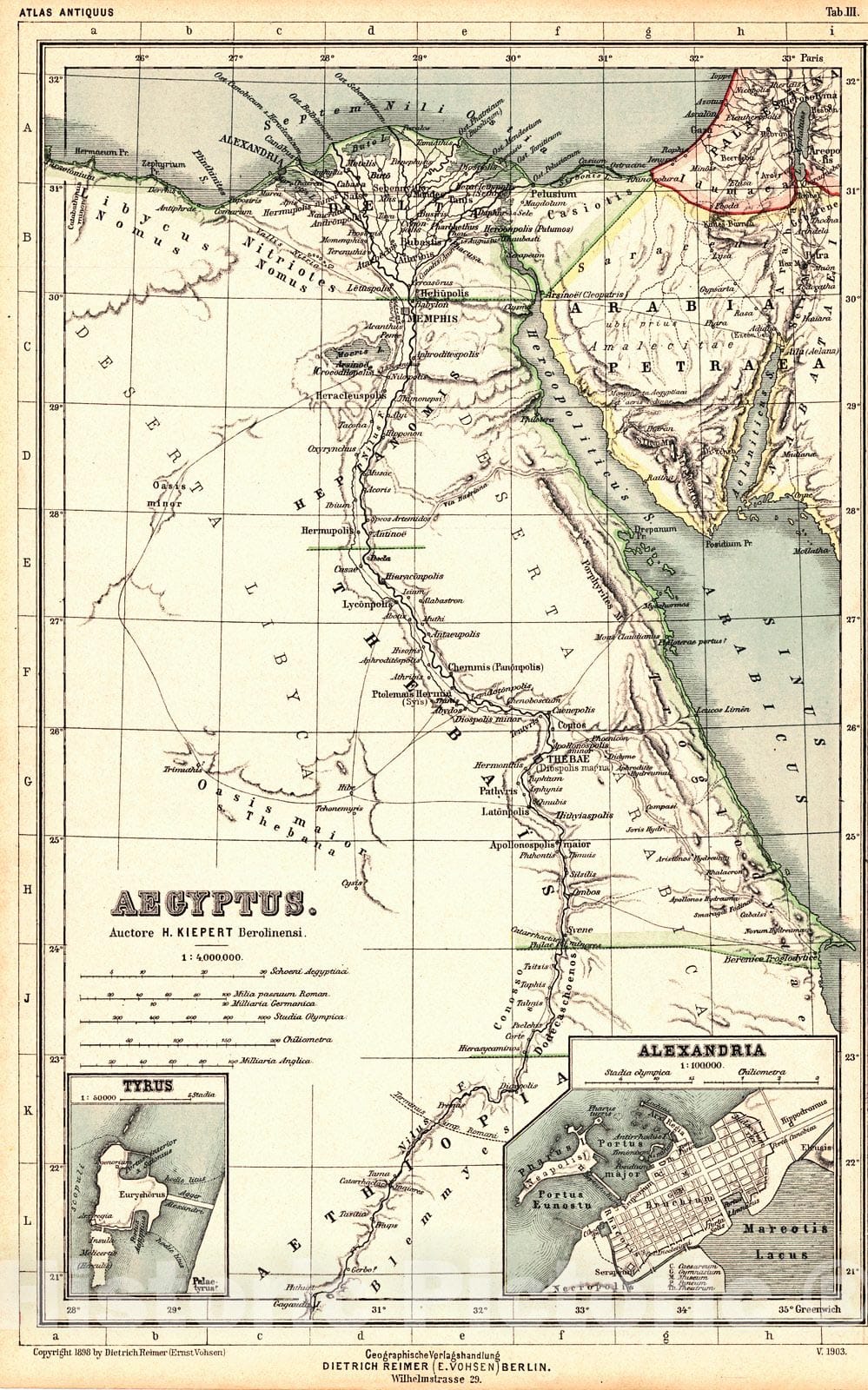 Historic Map : 1898 Aegyptus : Vintage Wall Art