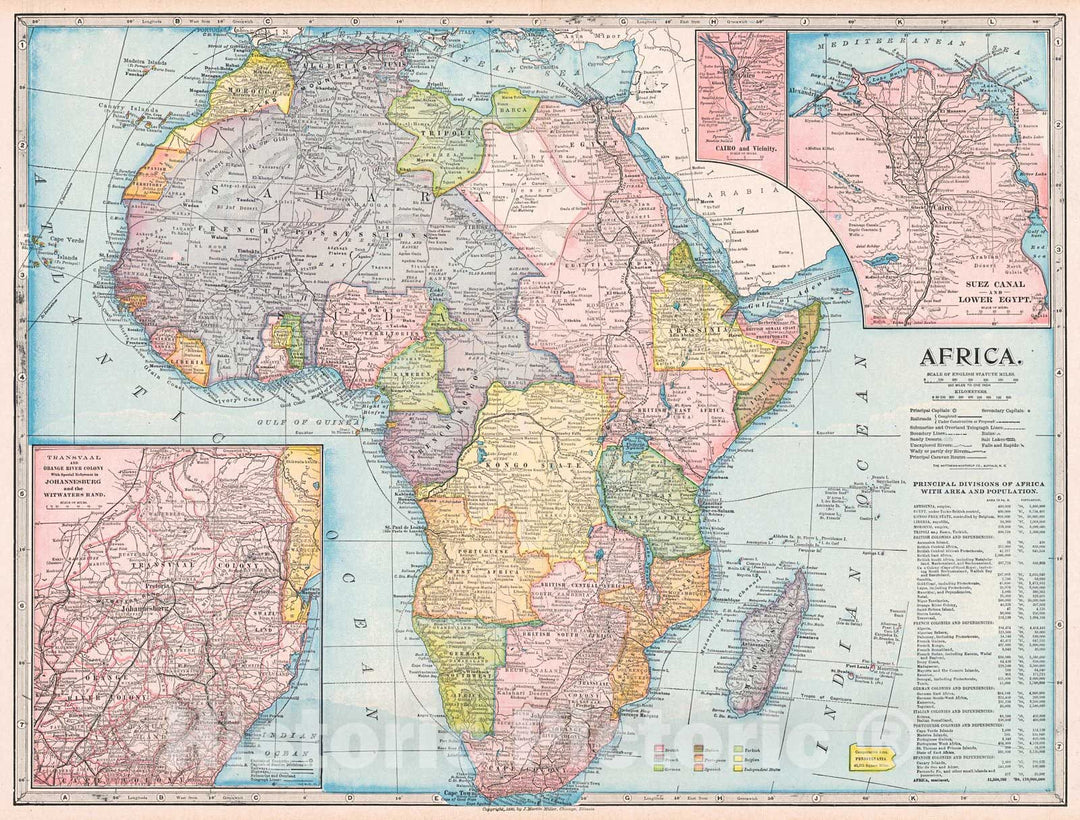 Historic Map : 1899 Africa : Vintage Wall Art