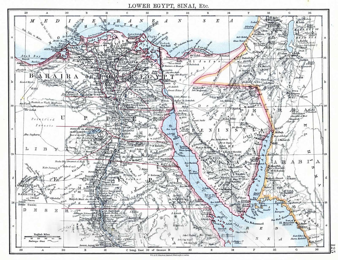 Historic Map : 1901 Lower Egypt, Sinai, etc. : Vintage Wall Art