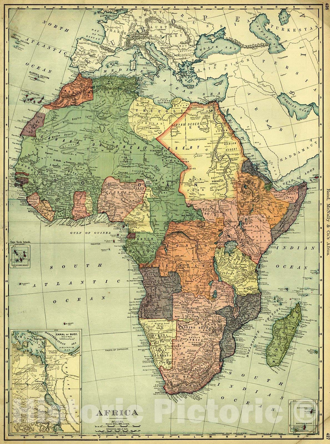 Historic Map : 1901 Africa : Vintage Wall Art