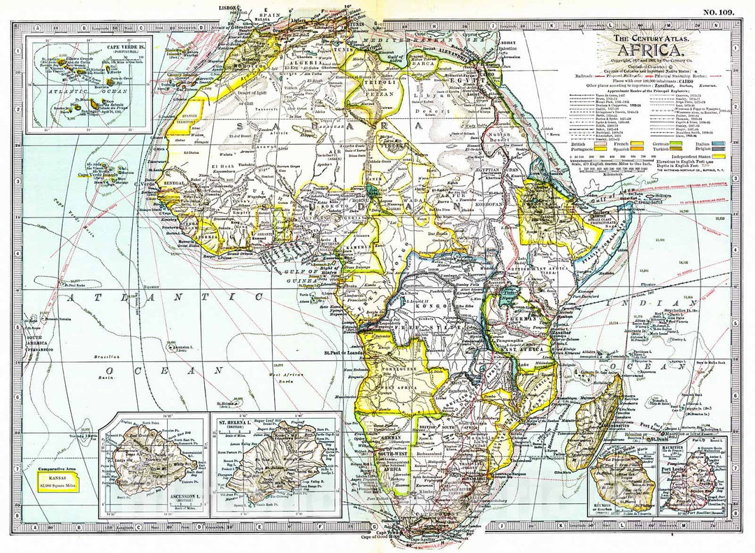 Historic Map : 1902 Africa : Vintage Wall Art