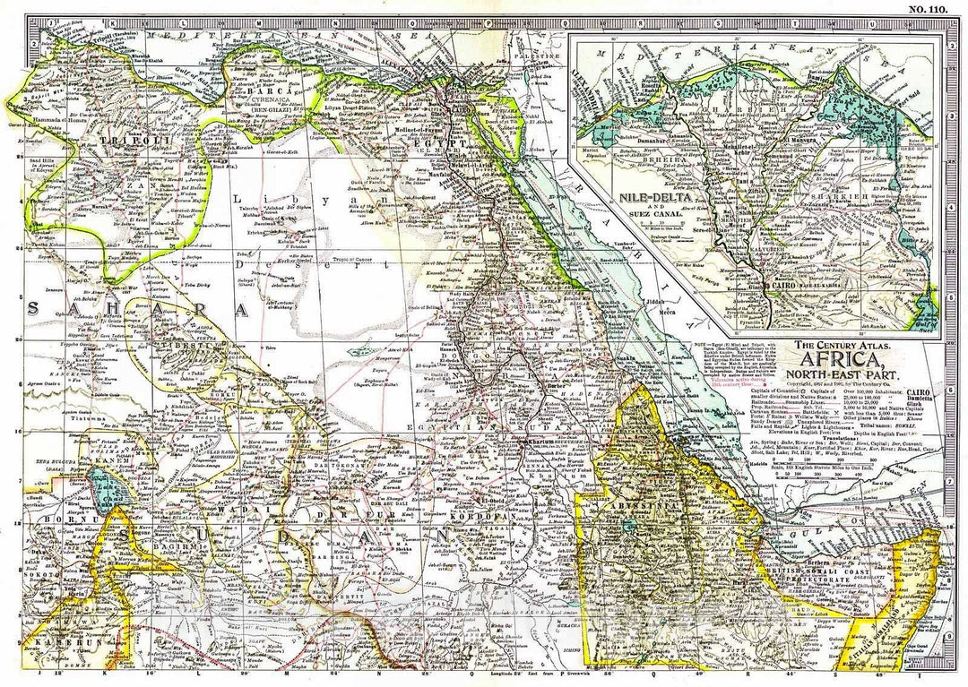 Historic Map : 1902 Africa, North-east part : Vintage Wall Art