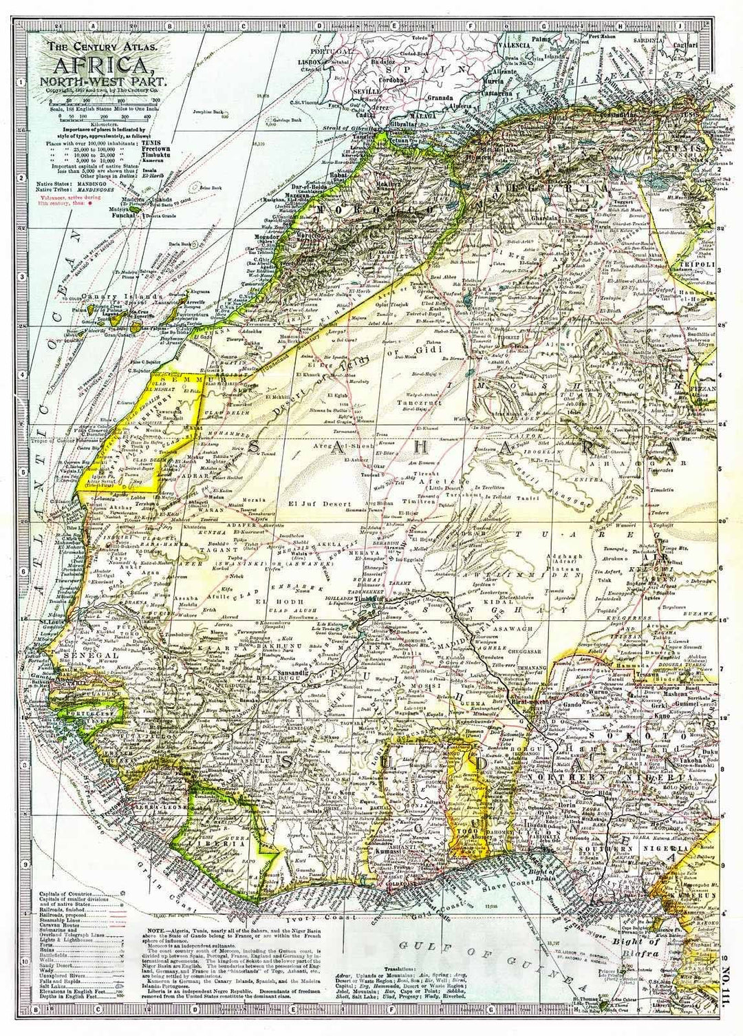 Historic Map : 1902 Africa, North-west part : Vintage Wall Art