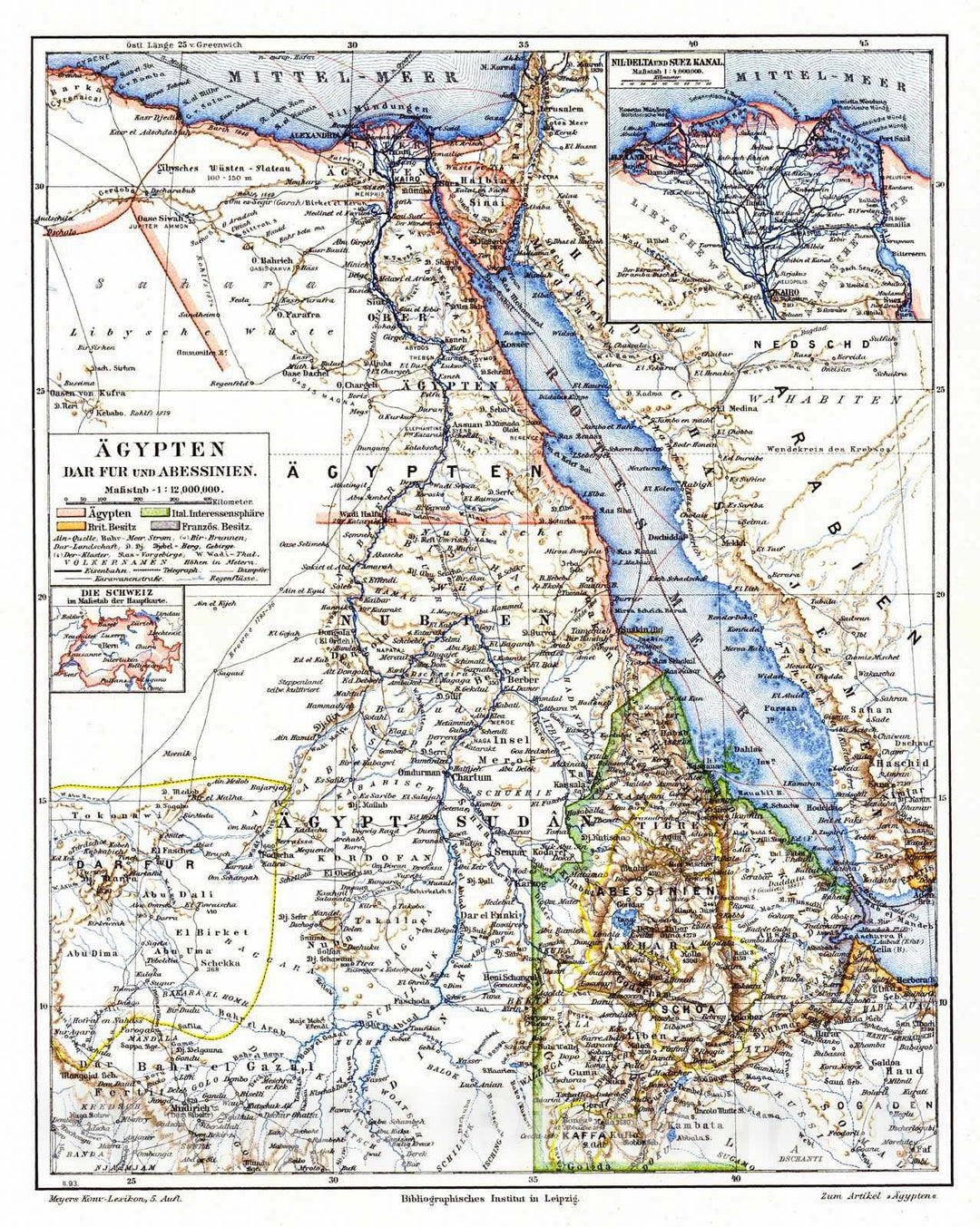 Historic Map : 1906 Egypten dar fur und Abesinien : Vintage Wall Art