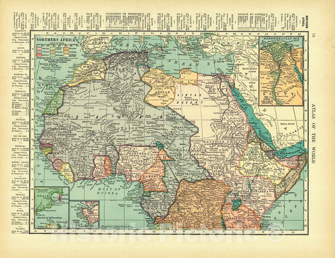 Historic Map : 1906 Northern Africa : Vintage Wall Art