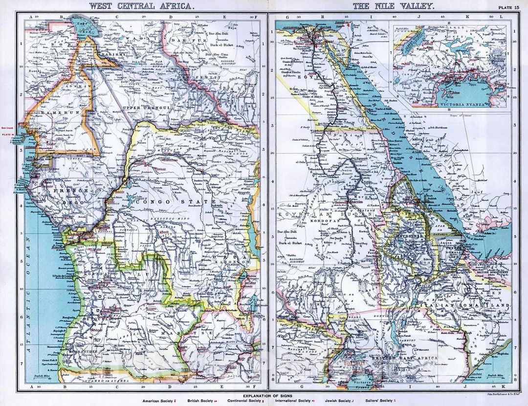 Historic Map : 1906 West Central Africa, The Nile Valley  : Vintage Wall Art