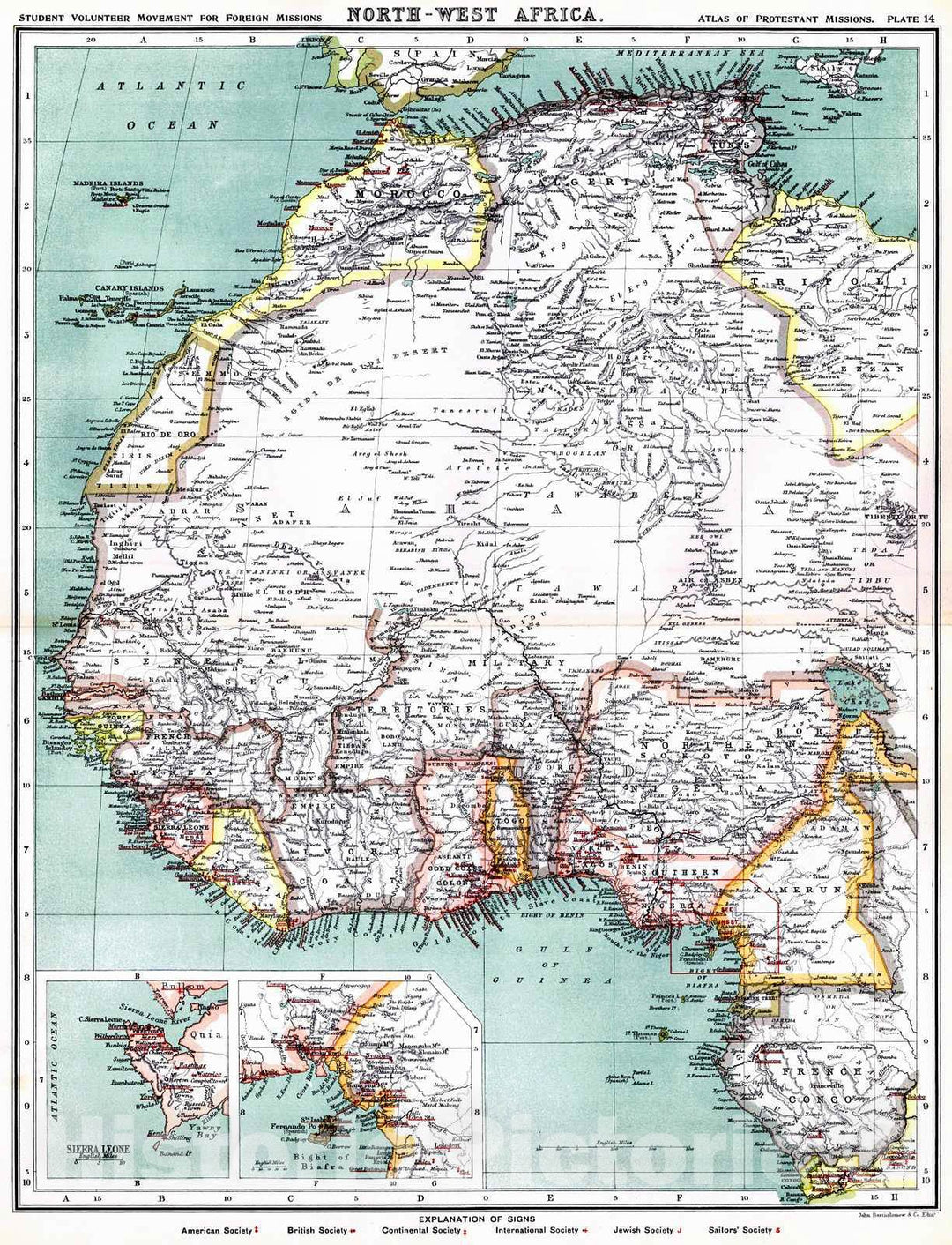 Historic Map : 1906 North West Africa : Vintage Wall Art